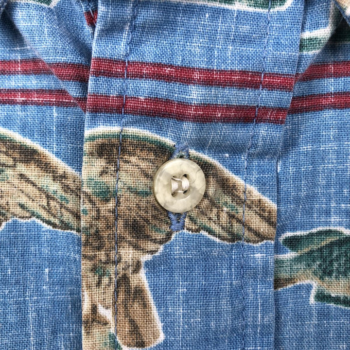 90'S Reyn Spooner all-over print pullover button-down Hawaiian Aloha shirt, boxy shirt, made in Hawaii, men's size L cotton blue type Vintage Second Hand