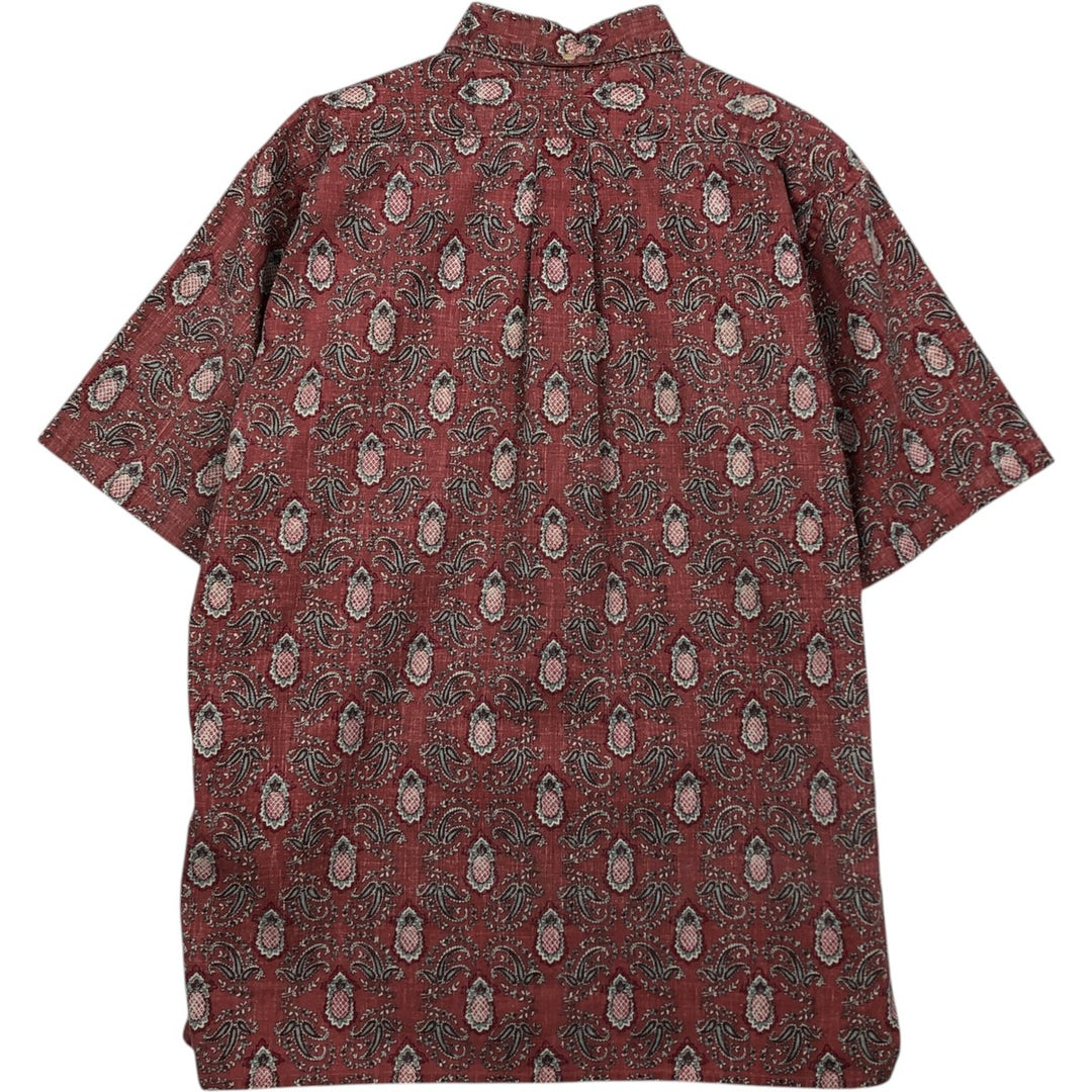 90'S Reyn Spooner swimwear tag, bikini tag, all-over print, button-down Hawaiian Aloha shirt, boxy shirt, men's size M (approx.) cotton red type Vintage Second Hand