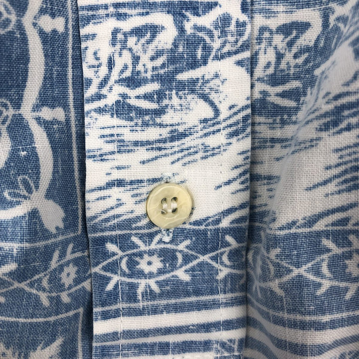 90'S Reyn Spooner Swimsuit Bikini Tag All-over Print Pullover Button-down Aloha Shirt Box Shirt Men's Size L (approx.) cotton blue type Vintage Second Hand