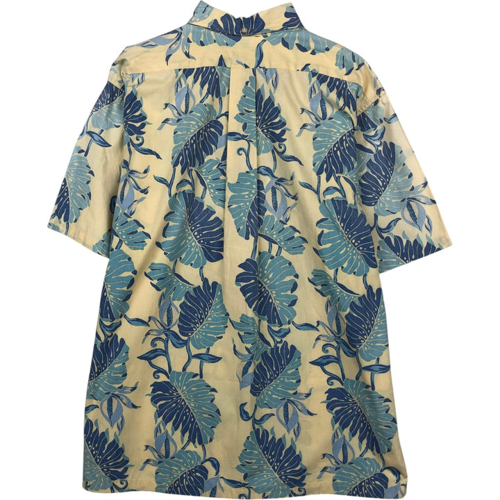 90'S Reyn Spooner Swimsuit Bikini Tag All-over Leaf Pattern Pullover Button-down Aloha Shirt Boxy Shirt cotton unbleached Vintage Second Hand