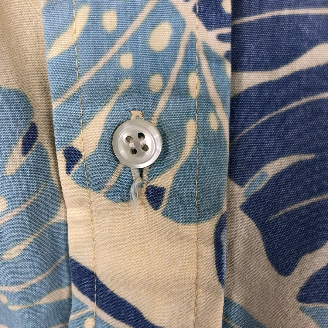 90'S Reyn Spooner Swimsuit Bikini Tag All-over Leaf Pattern Pullover Button-down Aloha Shirt Boxy Shirt cotton unbleached Vintage Second Hand