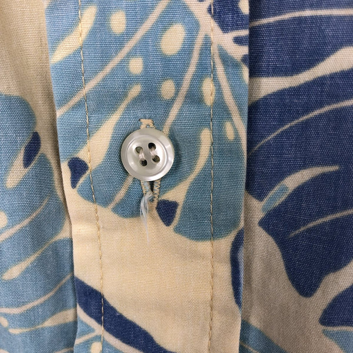 90'S Reyn Spooner Swimsuit Bikini Tag All-over Leaf Pattern Pullover Button-down Aloha Shirt Boxy Shirt cotton unbleached Vintage Second Hand