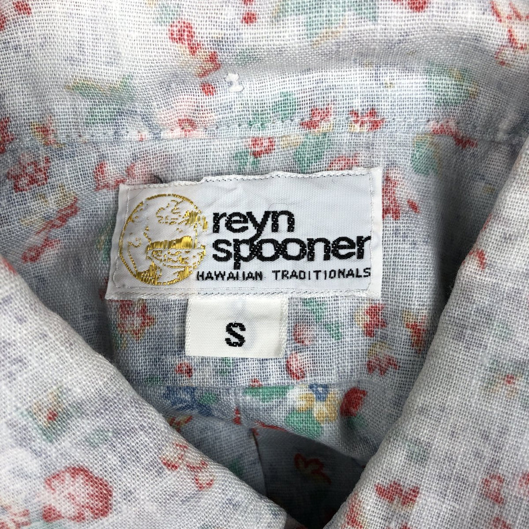 70s-80'S Reyn Spooner Gold Tag Nipple Tag Floral Pullover Button-Down Aloha Shirt Boxy Shirt Men's Size S unclear Blue type light blue Vintage Second Hand