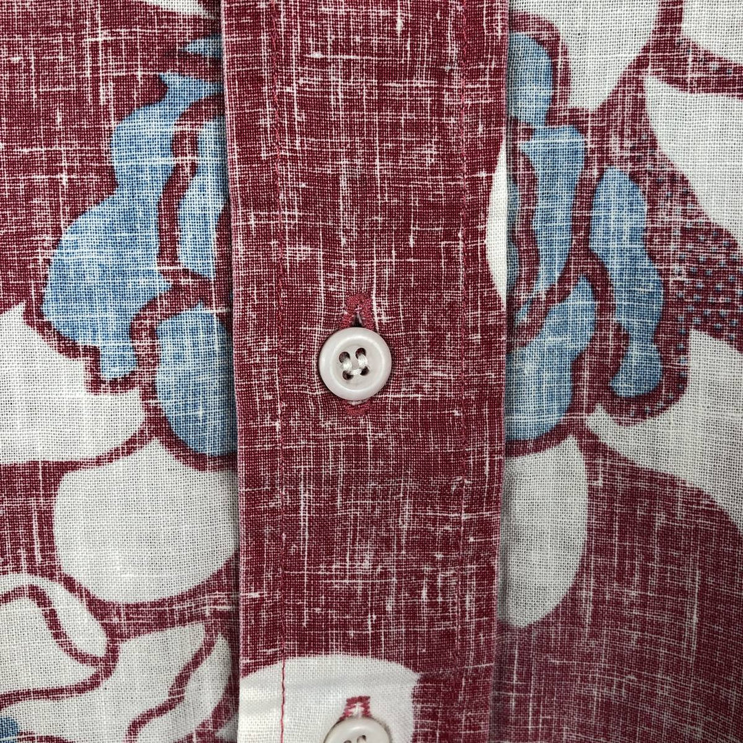 80'S Reyn Spooner Gold Tag Nude Tag Floral Pullover Button-Down Aloha Shirt Boxy Shirt Men's XL Equivalent unclear burgundy type Vintage Second Hand