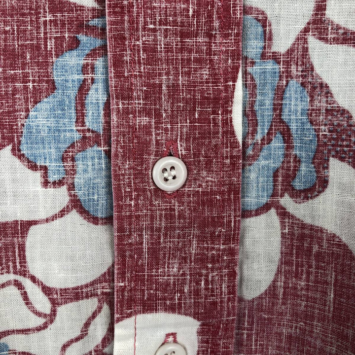 80'S Reyn Spooner Gold Tag Nude Tag Floral Pullover Button-Down Aloha Shirt Boxy Shirt Men's XL Equivalent unclear burgundy type Vintage Second Hand