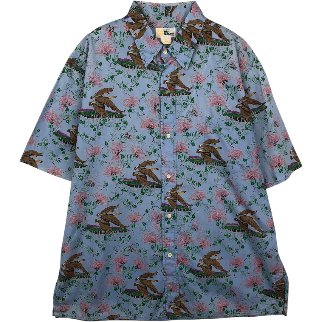 80'S Reyn Spooner Gold Tag Nude Tag All-over Print Hawaiian Aloha Shirt Box Shirt Men's XL Equivalent Vintage cotton Blue type light blue Vintage Second Hand