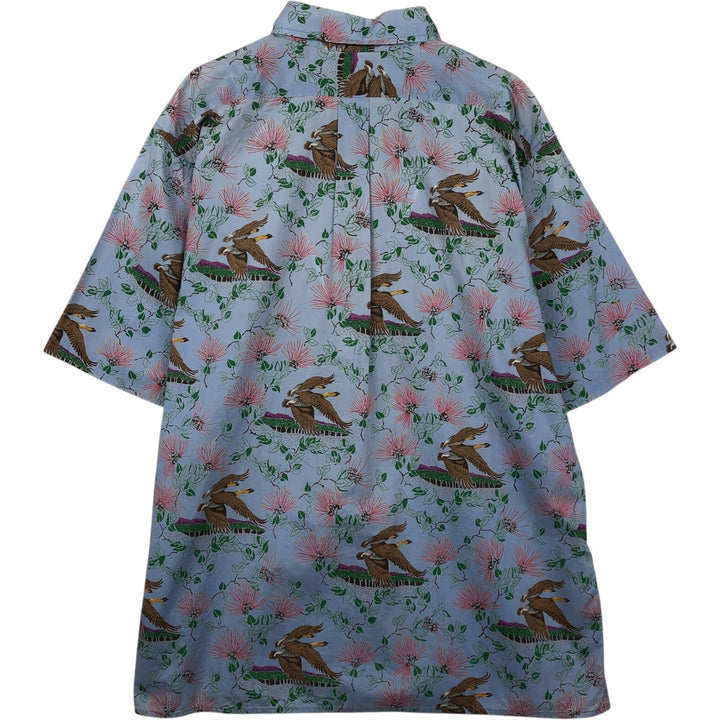 80'S Reyn Spooner Gold Tag Nude Tag All-over Print Hawaiian Aloha Shirt Box Shirt Men's XL Equivalent Vintage cotton Blue type light blue Vintage Second Hand