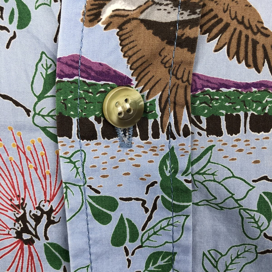80'S Reyn Spooner Gold Tag Nude Tag All-over Print Hawaiian Aloha Shirt Box Shirt Men's XL Equivalent Vintage cotton Blue type light blue Vintage Second Hand