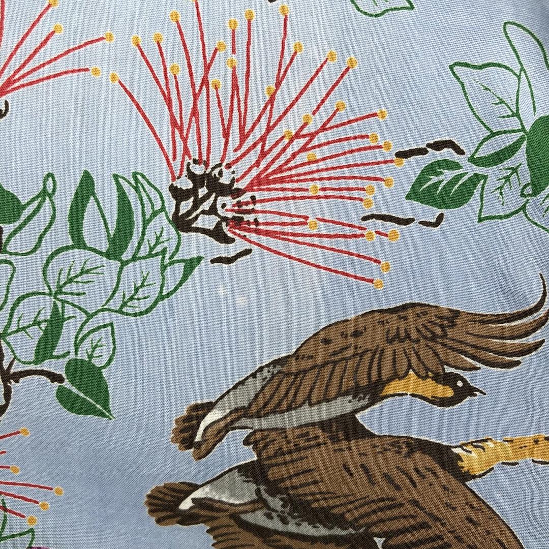 80'S Reyn Spooner Gold Tag Nude Tag All-over Print Hawaiian Aloha Shirt Box Shirt Men's XL Equivalent Vintage cotton Blue type light blue Vintage Second Hand