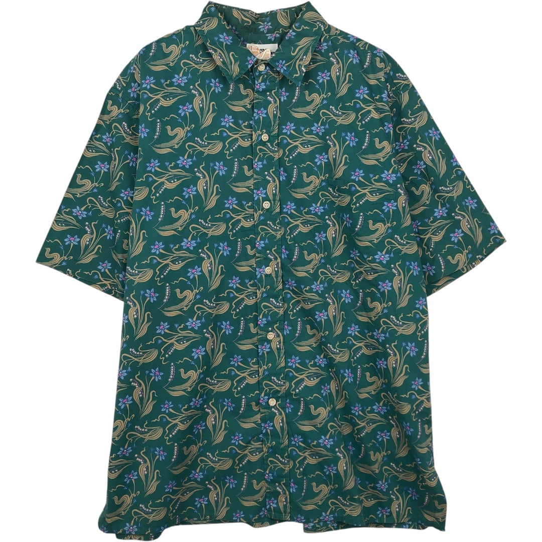 80'S Reyn Spooner Gold Tag All-Over Botanical Pattern Hawaiian Aloha Shirt Box Shirt Men's Size L Vintage cotton green type Vintage Second Hand