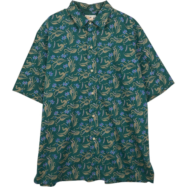 80'S Reyn Spooner Gold Tag All-Over Botanical Pattern Hawaiian Aloha Shirt Box Shirt Men's Size L Vintage cotton green type Vintage Second Hand