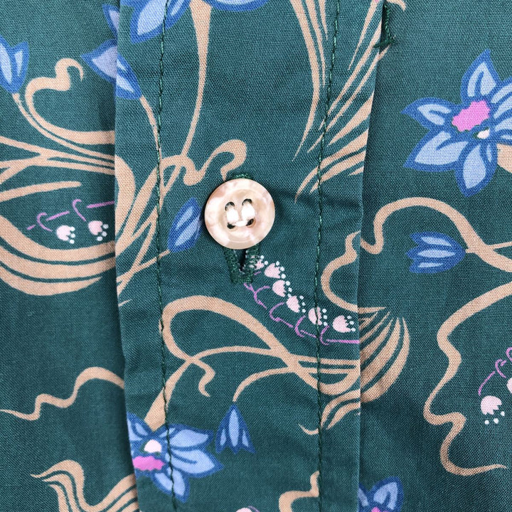 80'S Reyn Spooner Gold Tag All-Over Botanical Pattern Hawaiian Aloha Shirt Box Shirt Men's Size L Vintage cotton green type Vintage Second Hand