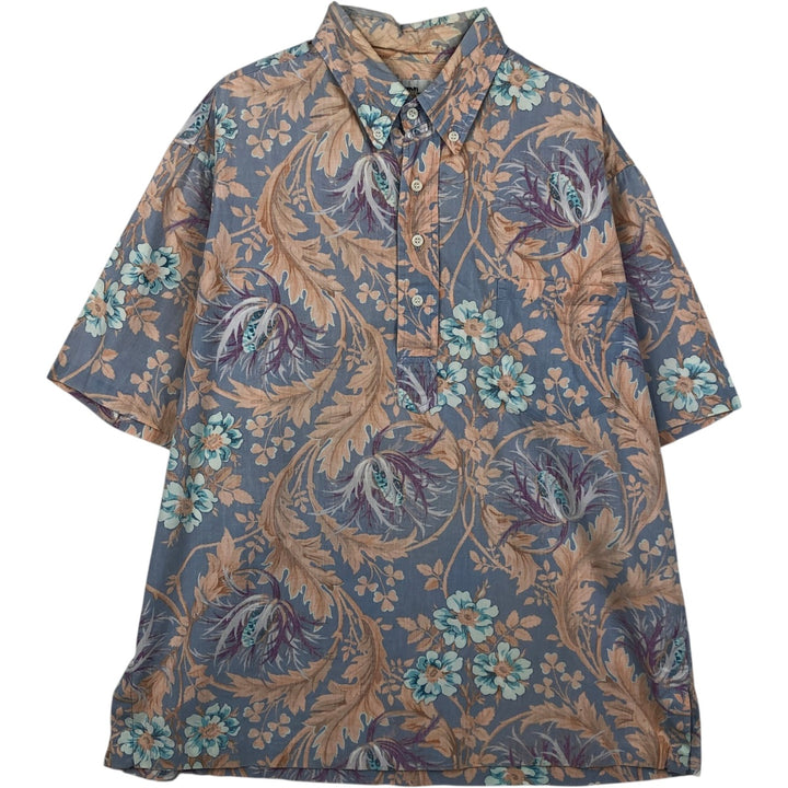 80'S Reyn Spooner Gold Tag All-Over Print Pullover Button-Down Aloha Shirt Boxy Shirt Men's Size L (Equivalent) Vintage cotton blue type Vintage Second Hand