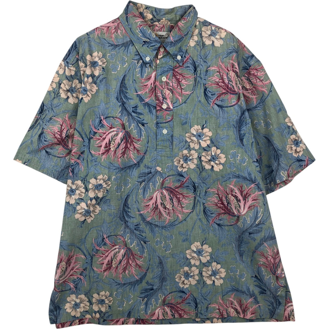 80'S Reyn Spooner Gold Tag All-Over Print Pullover Button-Down Aloha Shirt Men's XL Equivalent Vintage cotton blue type Vintage Second Hand