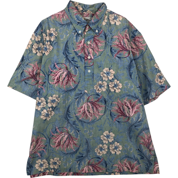 80'S Reyn Spooner Gold Tag All-Over Print Pullover Button-Down Aloha Shirt Men's XL Equivalent Vintage cotton blue type Vintage Second Hand