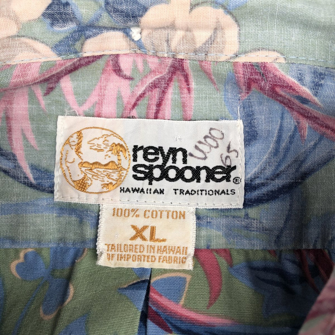 80'S Reyn Spooner Gold Tag All-Over Print Pullover Button-Down Aloha Shirt Men's XL Equivalent Vintage cotton blue type Vintage Second Hand
