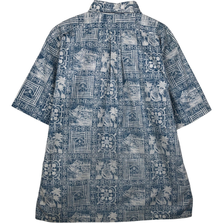 80'S Reyn Spooner Gold Tag Nude Tag All-over Print Pullover Button-Down Aloha Shirt Boxy Shirt Men's Size L (approx.) cotton blue type Vintage Second Hand
