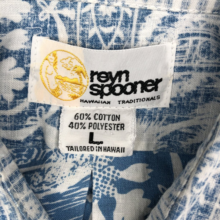 80'S Reyn Spooner Gold Tag Nude Tag All-over Print Pullover Button-Down Aloha Shirt Boxy Shirt Men's Size L (approx.) cotton blue type Vintage Second Hand
