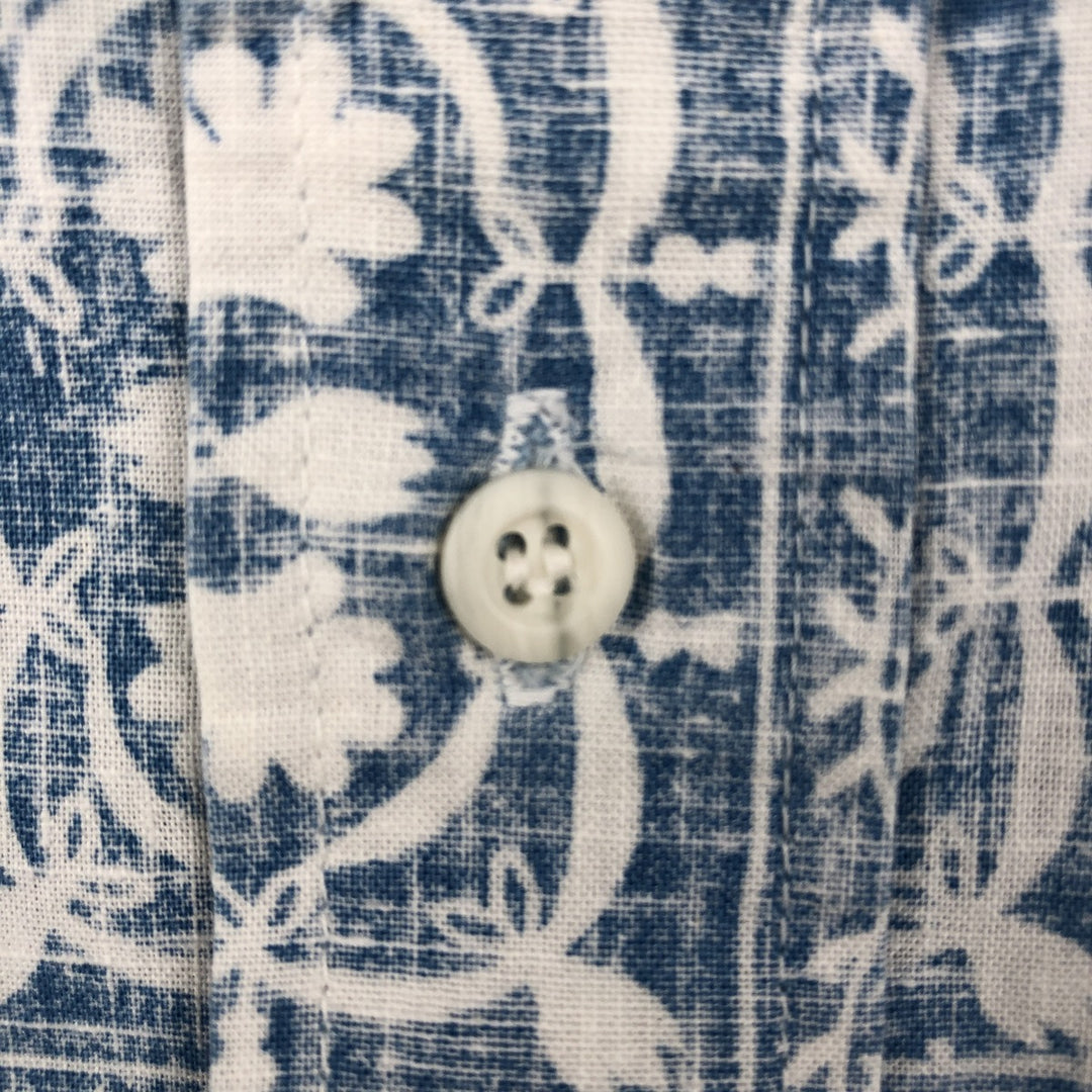80'S Reyn Spooner Gold Tag Nude Tag All-over Print Pullover Button-Down Aloha Shirt Boxy Shirt Men's Size L (approx.) cotton blue type Vintage Second Hand