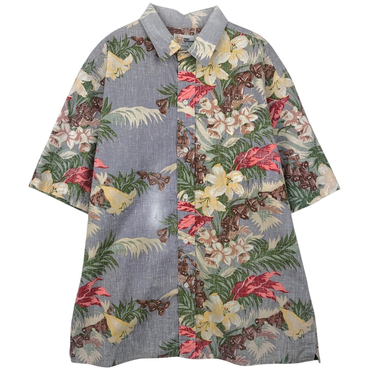 80'S Reyn Spooner Swimsuit Bikini Tag All-over Floral Hawaiian Aloha Shirt Box Shirt Made in Hawaii Men's XL equivalent cotton gray type Vintage Second Hand