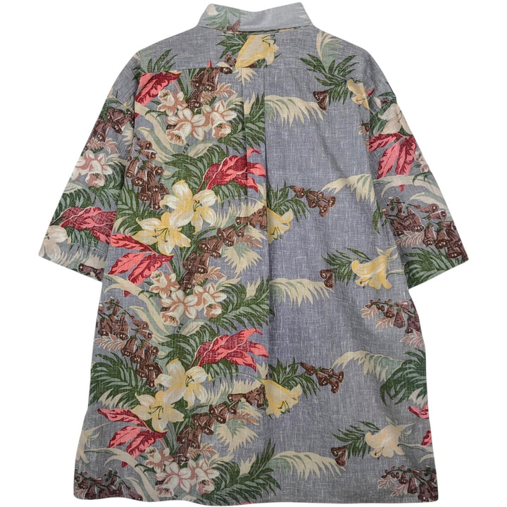 80'S Reyn Spooner Swimsuit Bikini Tag All-over Floral Hawaiian Aloha Shirt Box Shirt Made in Hawaii Men's XL equivalent cotton gray type Vintage Second Hand