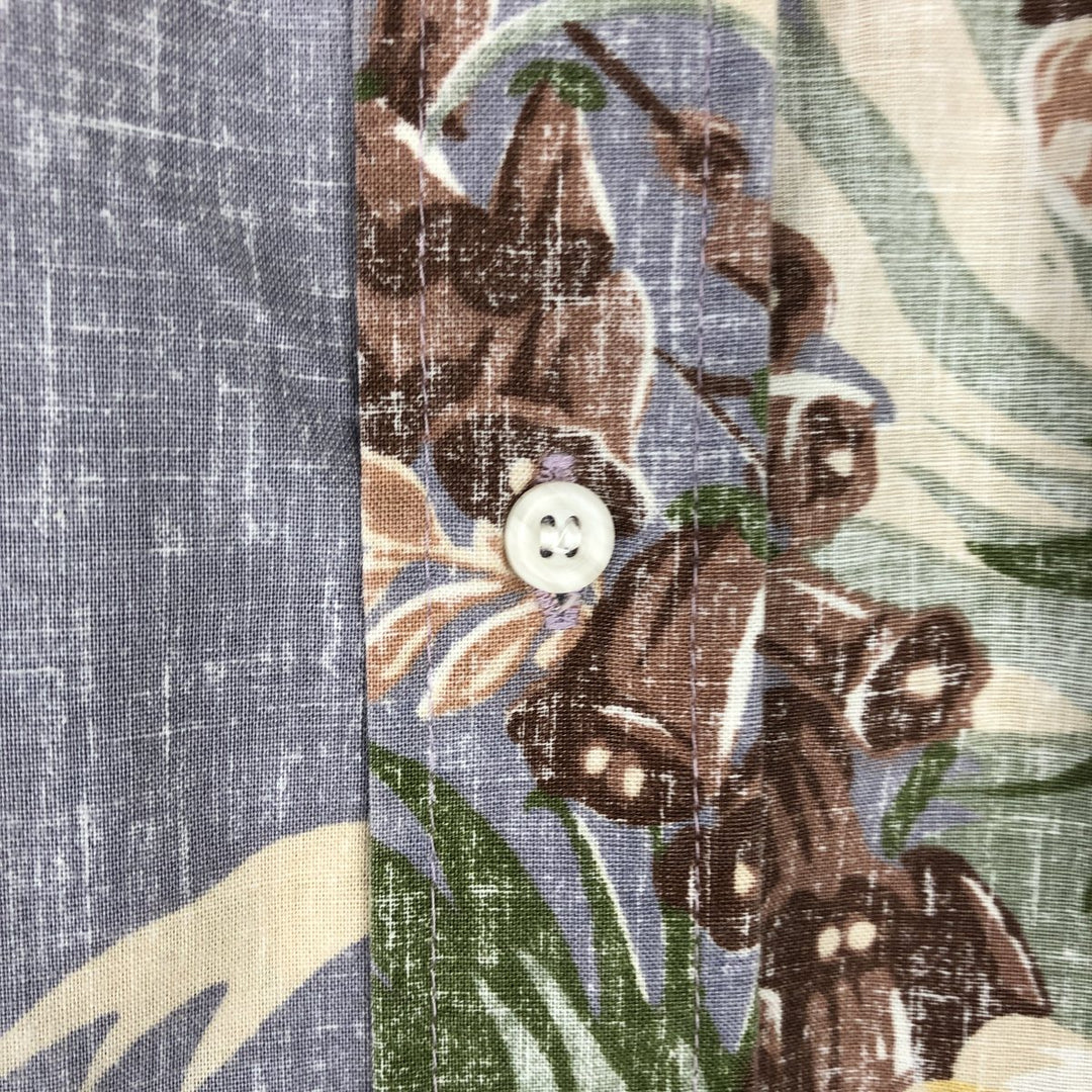 80'S Reyn Spooner Swimsuit Bikini Tag All-over Floral Hawaiian Aloha Shirt Box Shirt Made in Hawaii Men's XL equivalent cotton gray type Vintage Second Hand