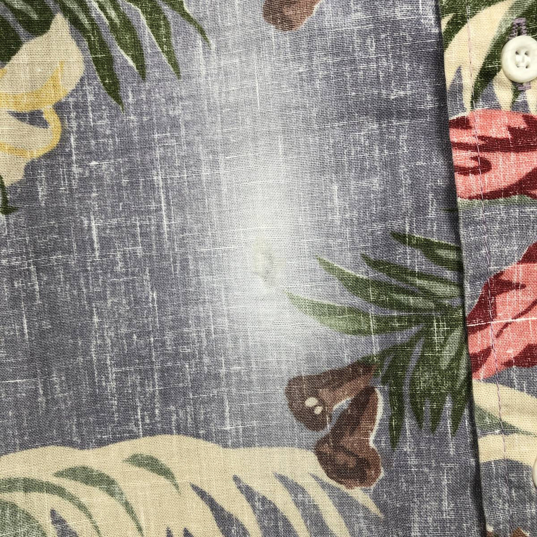 80'S Reyn Spooner Swimsuit Bikini Tag All-over Floral Hawaiian Aloha Shirt Box Shirt Made in Hawaii Men's XL equivalent cotton gray type Vintage Second Hand