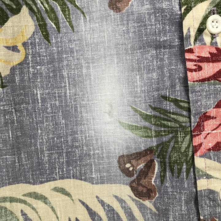 80'S Reyn Spooner Swimsuit Bikini Tag All-over Floral Hawaiian Aloha Shirt Box Shirt Made in Hawaii Men's XL equivalent cotton gray type Vintage Second Hand