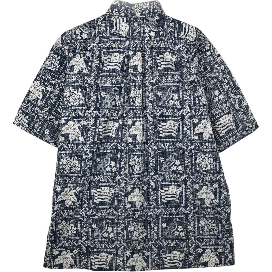 80'S Reyn Spooner Gold Tag Nude Tag All-over Print Lahaina Sailor Button-Down Aloha Shirt Boxy Shirt cotton navy blue type Vintage Second Hand