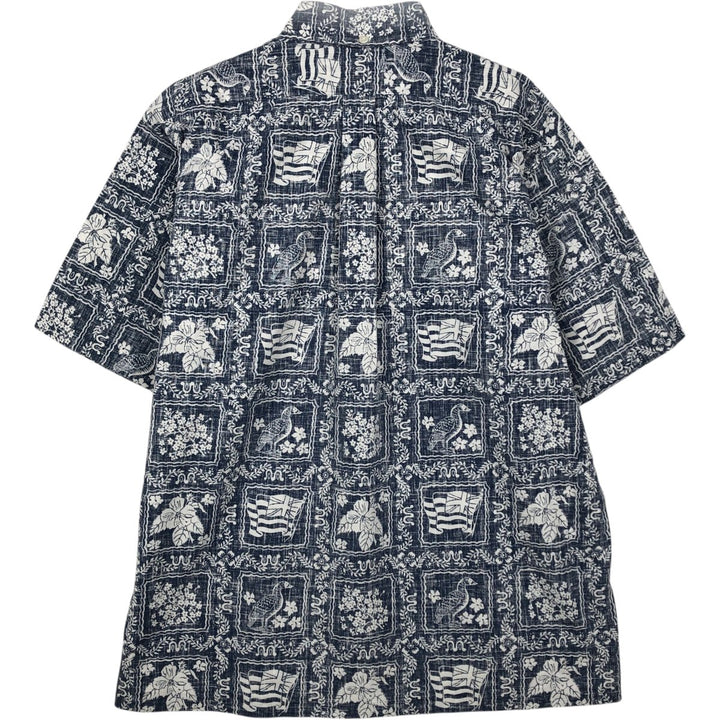 80'S Reyn Spooner Gold Tag Nude Tag All-over Print Lahaina Sailor Button-Down Aloha Shirt Boxy Shirt cotton navy blue type Vintage Second Hand