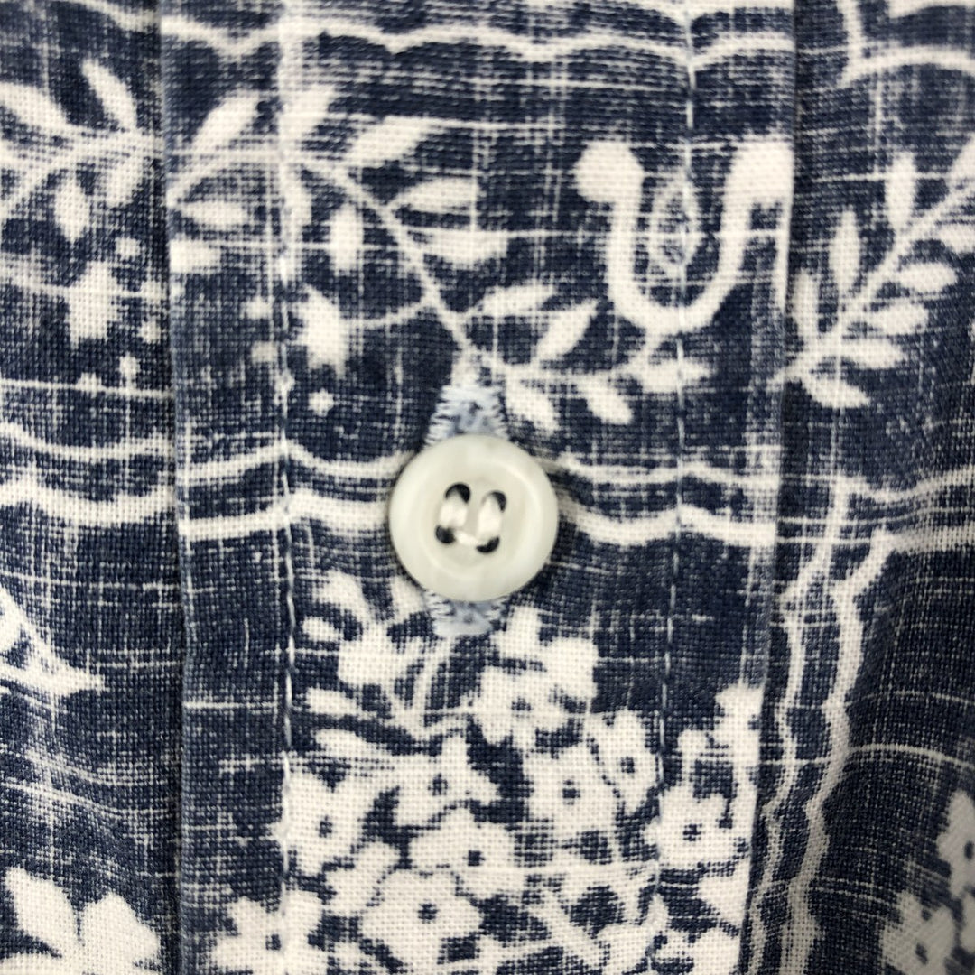 80'S Reyn Spooner Gold Tag Nude Tag All-over Print Lahaina Sailor Button-Down Aloha Shirt Boxy Shirt cotton navy blue type Vintage Second Hand