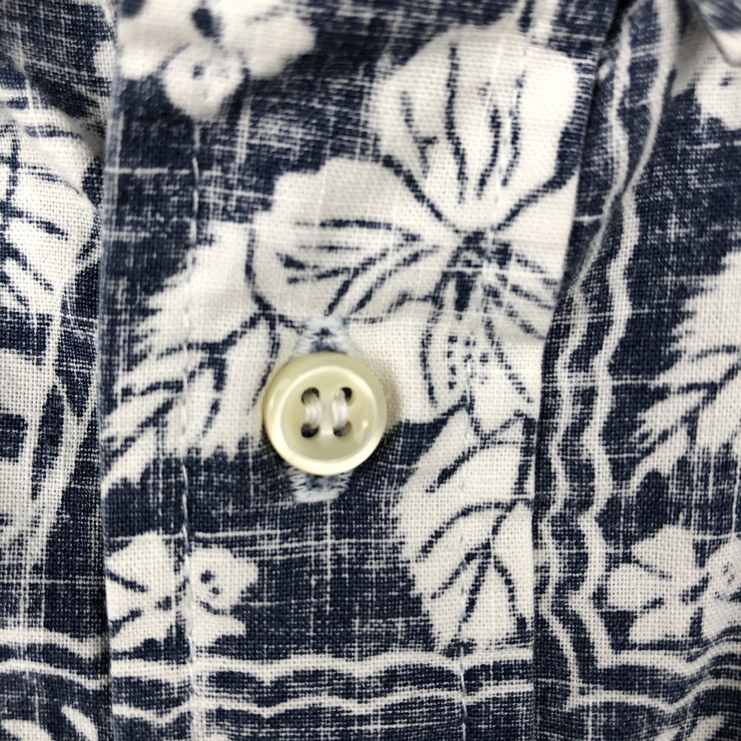 80'S Reyn Spooner Gold Tag Nude Tag All-over Print Lahaina Sailor Button-Down Aloha Shirt Boxy Shirt cotton navy blue type Vintage Second Hand