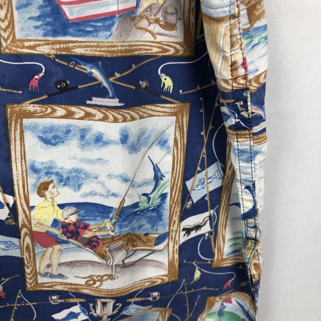80s-90'S Reyn Spooner Diamond Head Tag All-Over Print Aloha Shirt, Boxy Shirt, Men's XXL Equivalent, Vintage cotton blue type Vintage Second Hand