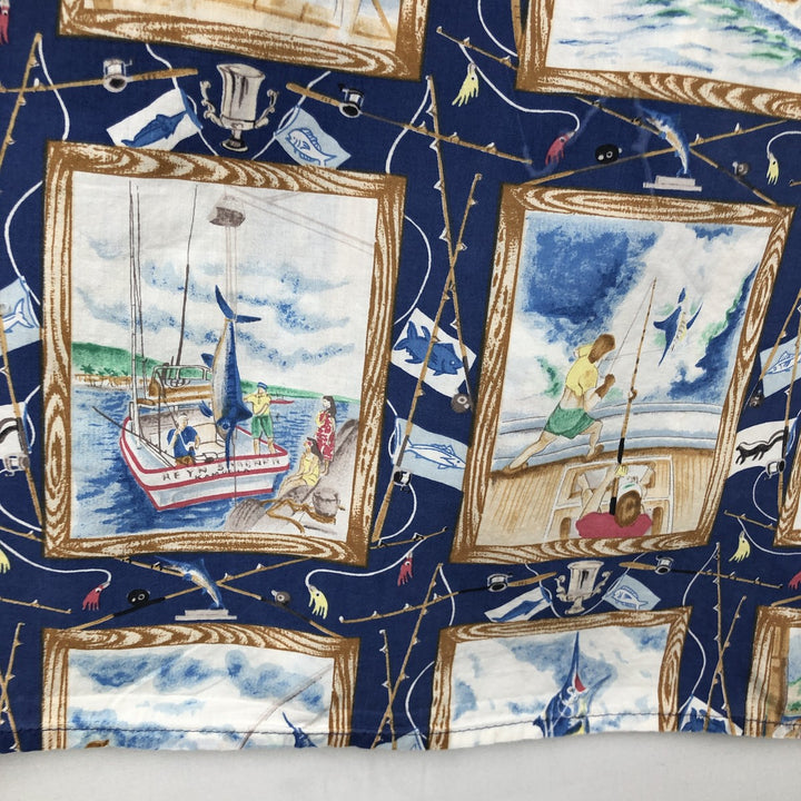 80s-90'S Reyn Spooner Diamond Head Tag All-Over Print Aloha Shirt, Boxy Shirt, Men's XXL Equivalent, Vintage cotton blue type Vintage Second Hand