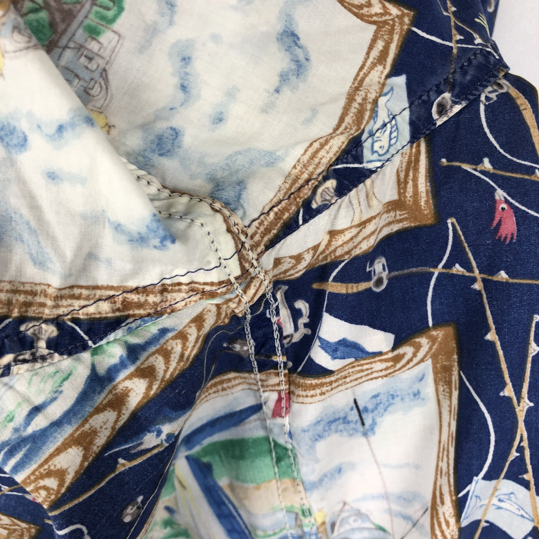 80s-90'S Reyn Spooner Diamond Head Tag All-Over Print Aloha Shirt, Boxy Shirt, Men's XXL Equivalent, Vintage cotton blue type Vintage Second Hand