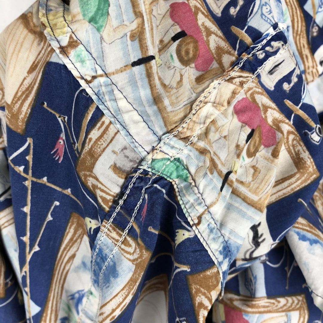 80s-90'S Reyn Spooner Diamond Head Tag All-Over Print Aloha Shirt, Boxy Shirt, Men's XXL Equivalent, Vintage cotton blue type Vintage Second Hand