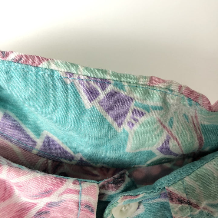 90'S Reyn Spooner Swimsuit Bikini Tag All-over Print Pullover Button-down Rayon Aloha Shirt Boxy Shirt Rayon turquoise blue Vintage Second Hand