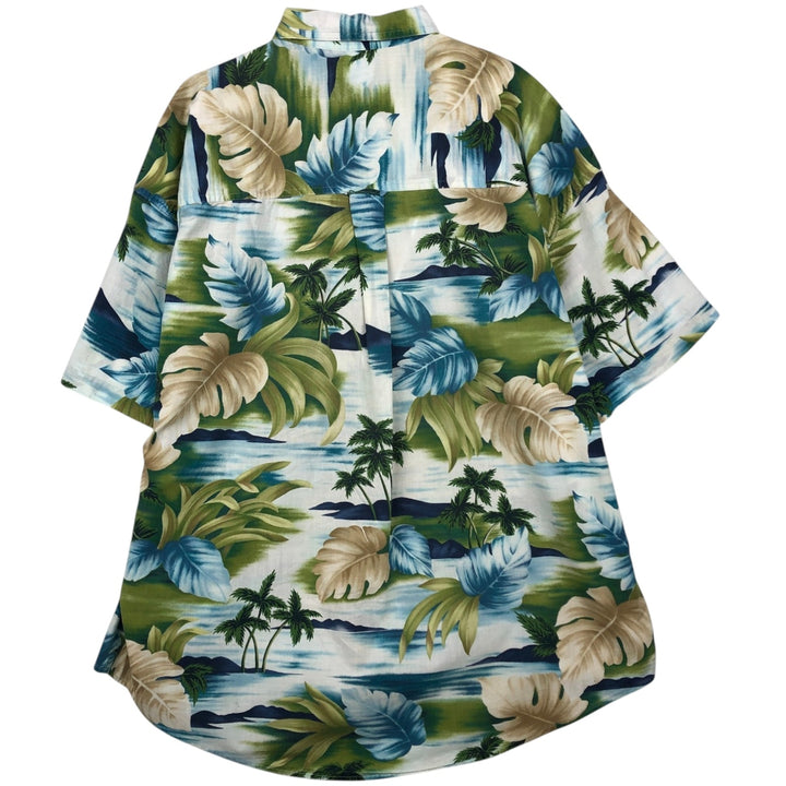 Ralph Lauren CHAPS Hawaiian Aloha Shirt, Men's Size XL, All-over Leaf Pattern (Palm Tree Print), Button-Down Style. cotton Blue type light blue Vintage Second Hand