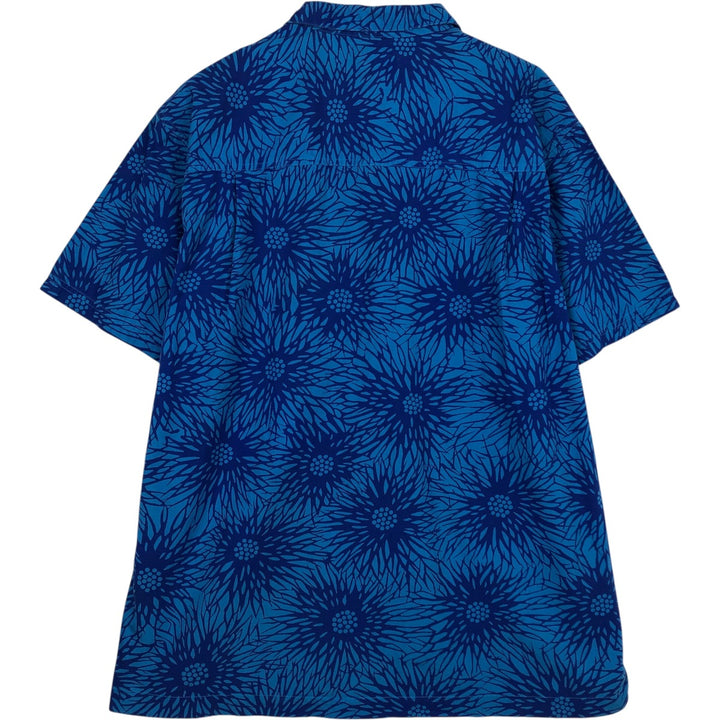 Ralph Lauren CHAPS all-over floral print open-collar Hawaiian Aloha shirt, boxy fit, men's size L (approx.) cotton navy blue type Vintage Second Hand