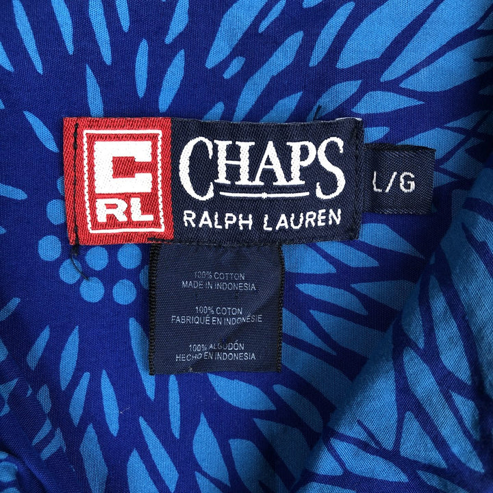 Ralph Lauren CHAPS all-over floral print open-collar Hawaiian Aloha shirt, boxy fit, men's size L (approx.) cotton navy blue type Vintage Second Hand