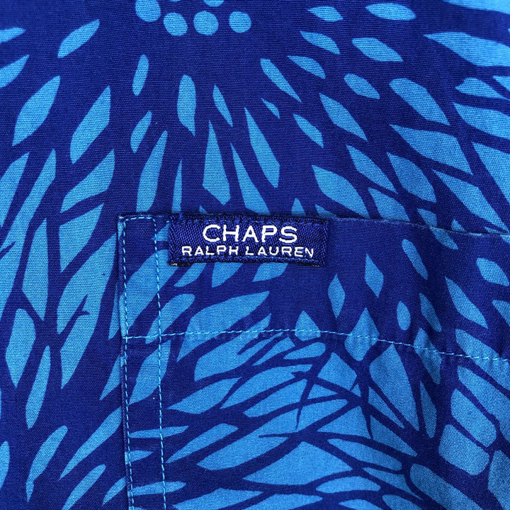 Ralph Lauren CHAPS all-over floral print open-collar Hawaiian Aloha shirt, boxy fit, men's size L (approx.) cotton navy blue type Vintage Second Hand