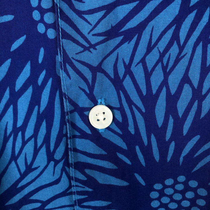 Ralph Lauren CHAPS all-over floral print open-collar Hawaiian Aloha shirt, boxy fit, men's size L (approx.) cotton navy blue type Vintage Second Hand