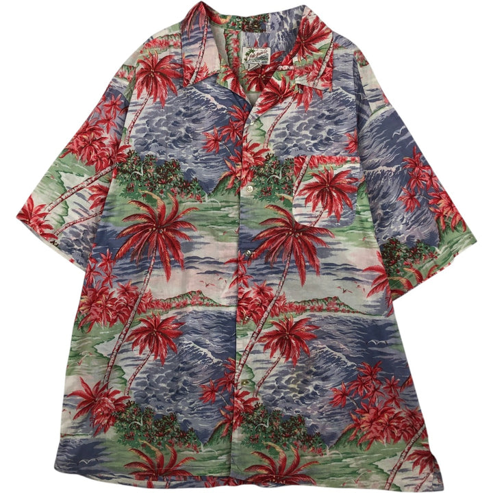 Ralph Lauren x Polo Jeans Company Palm Tree Horizontal Pattern Open Collar Aloha Shirt Boxy Shirt cotton red type Vintage Second Hand