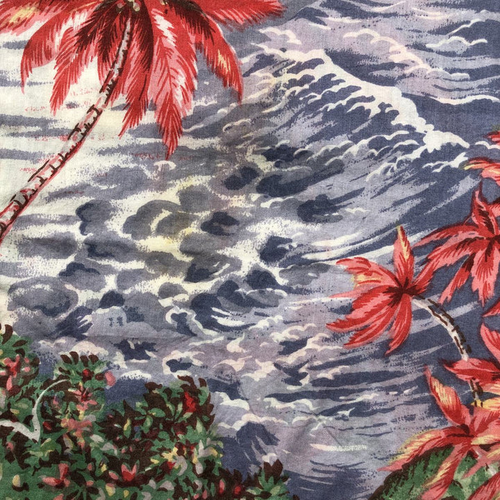 Ralph Lauren x Polo Jeans Company Palm Tree Horizontal Pattern Open Collar Aloha Shirt Boxy Shirt cotton red type Vintage Second Hand