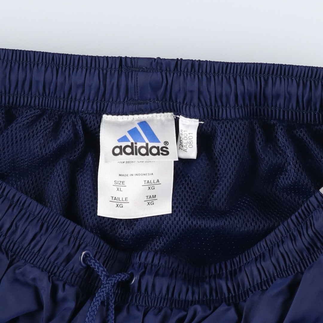 2000'S Adidas nylon pants, crinkle pants, men's size XL Nylon navy blue type Vintage Second Hand