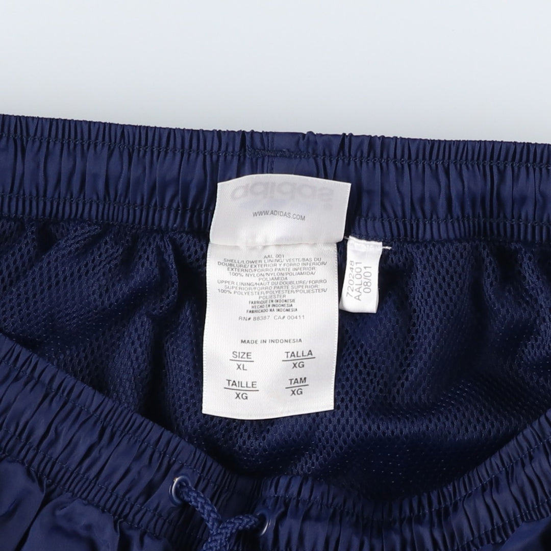 2000'S Adidas nylon pants, crinkle pants, men's size XL Nylon navy blue type Vintage Second Hand