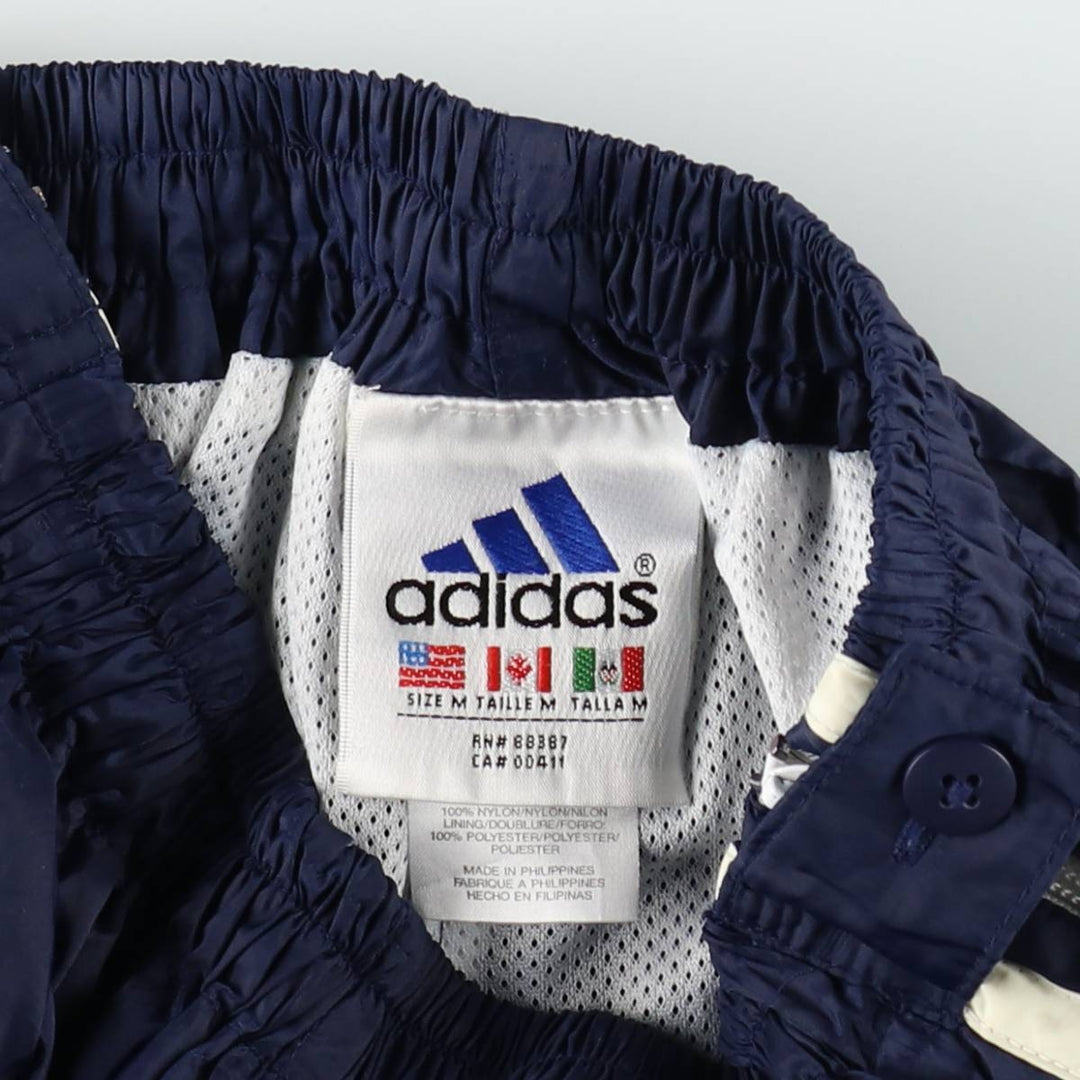 90s-00'S Adidas nylon pants, crinkly fabric, women's size M (approx.) Nylon navy blue type Vintage Second Hand