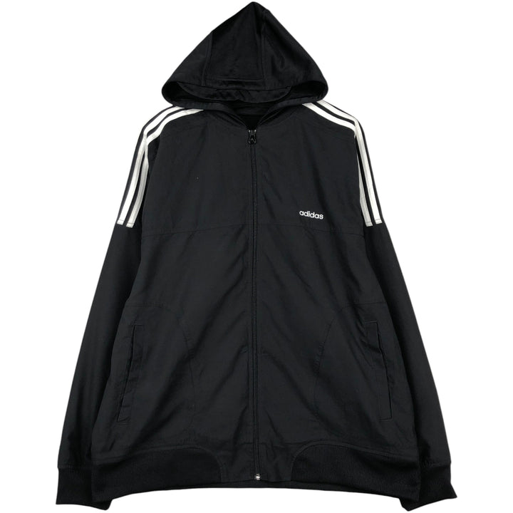 2000'S Adidas hooded windbreaker, men's size L (approx.) polyester black type Vintage Second Hand