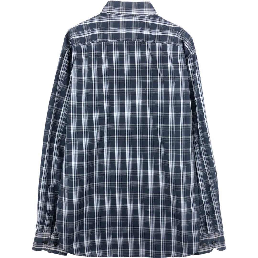 Burberry's Thomas Burberry Long-Sleeve Cotton Check Shirt, Men's Size XL (approx.) cotton navy blue type Vintage Second Hand