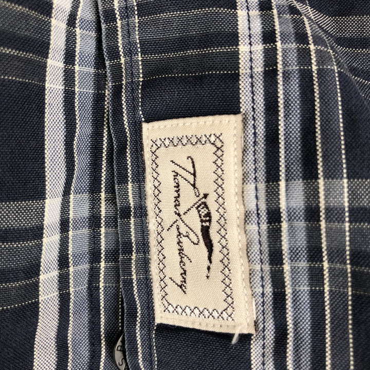 Burberry's Thomas Burberry Long-Sleeve Cotton Check Shirt, Men's Size XL (approx.) cotton navy blue type Vintage Second Hand